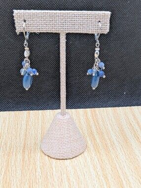 Vintage Blue Dangling Bead Earrings